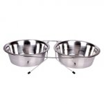Ciotola doppia in acciaio con supporto per cani