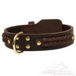 Collare in cuoio con intrecciamento per cani