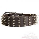 Collare in cuoio con borchie a punta