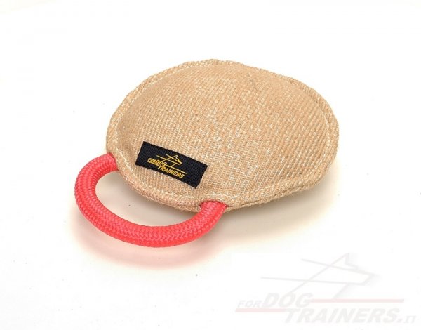 Riporto da mordere rotondo in juta con maniglia per cane