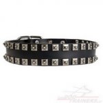 Collare in cuoio con piramidi per cane