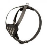 Pettorina in pelle decorata con borchie a piramide