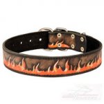 Collare in cuoio dipinto a mano "Fuoco"