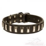 Collare in cuoio con piastre rettangolari