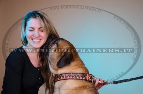 Collare in cuoio dipinto a mano "Fuoco" per Bullmastiff