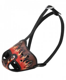 Museruola in cuoio dipinta a mano "Fuoco"