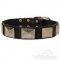 Collare in cuoio con piastre decorative in nichel per cane