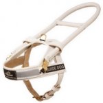 Pettorina in cuoio bianco per cane guida per non vedenti