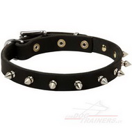 Collare stretto con borchie a punta per cane