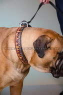 Collare in cuoio dipinto a mano "Fuoco" per Bullmastiff Collare in cuoio dipinto a mano "Fuoco" per Bullmastiff
