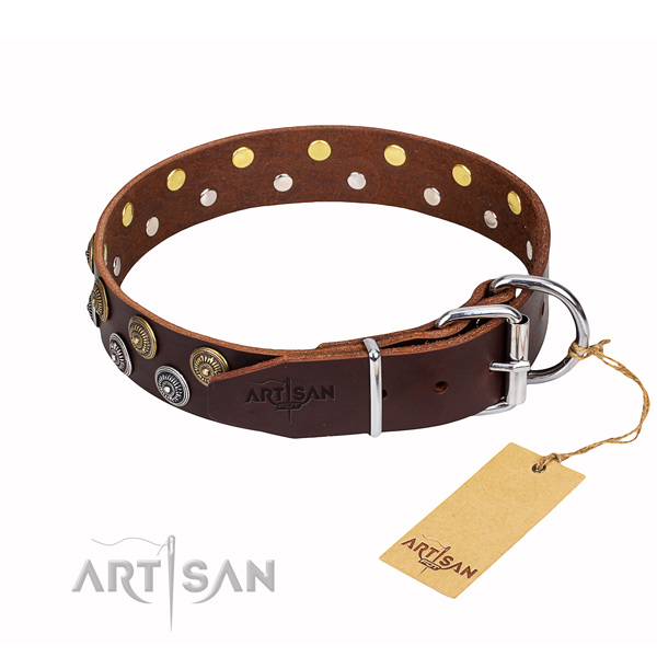 Collare di cuoio marrone Shields Artisan per cane