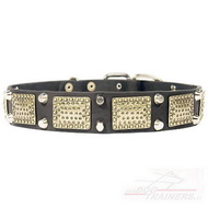 Collare in cuoio con piastre e piramide