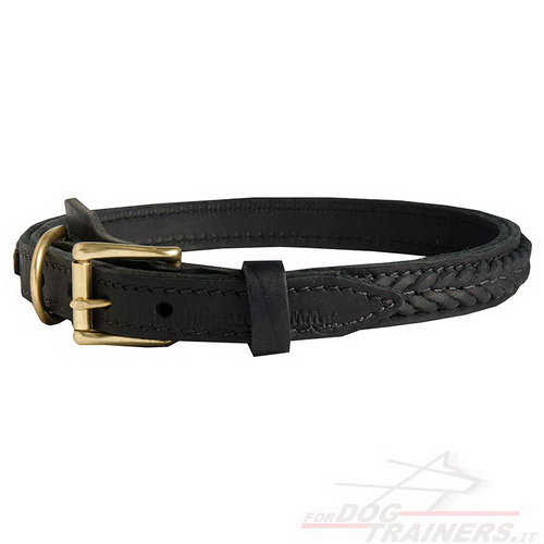 Collare in cuoio con intrecciamento per cani