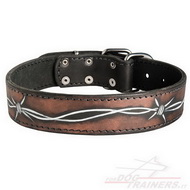 Collare in cuoio dipinto a mano "Filo spinato"