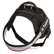 Pettorina in nylon con striscia rifrangente per cane Pettorina in nylon con striscia rifrangente per cane
