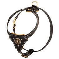 Pettorina in pelle con decorazione per cani piccoli e medi Pettorina in pelle con decorazione per cani piccoli e medi