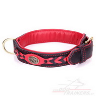 Collare rosso-nero in vera pelle con decorazioni per cane Collare rosso-nero in vera pelle con decorazioni per cane