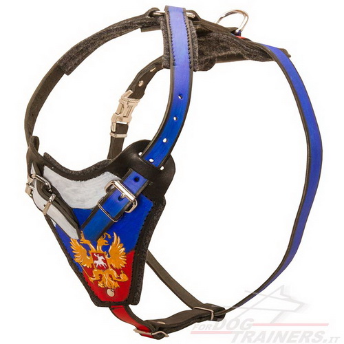 Pettorina in cuoio con disegno di bandiera russa - Fai un click sull'immagine per scegliere -