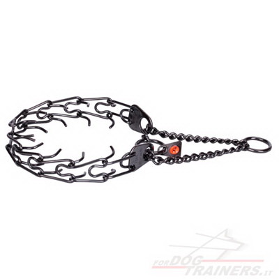 Collare nero in acciaio inox con punte per cani