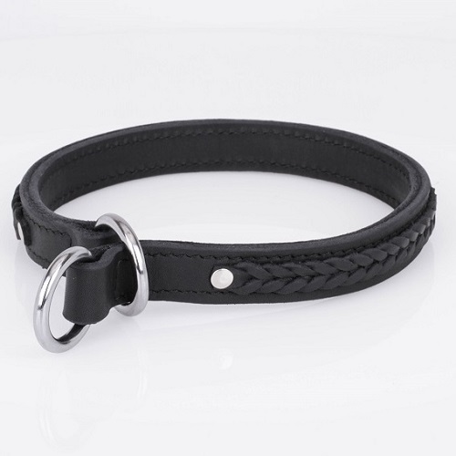 Collare a strozzo "Rattlesnake" fatto di due strati di cuoio