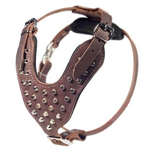 Pettorina marrone con piramidi per cani grandi, taglia L - Fai un click sull'immagine per scegliere -