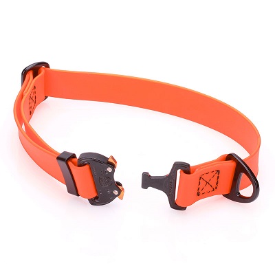Collare per cane realizzato in materiale innovativo biotan di colore orange